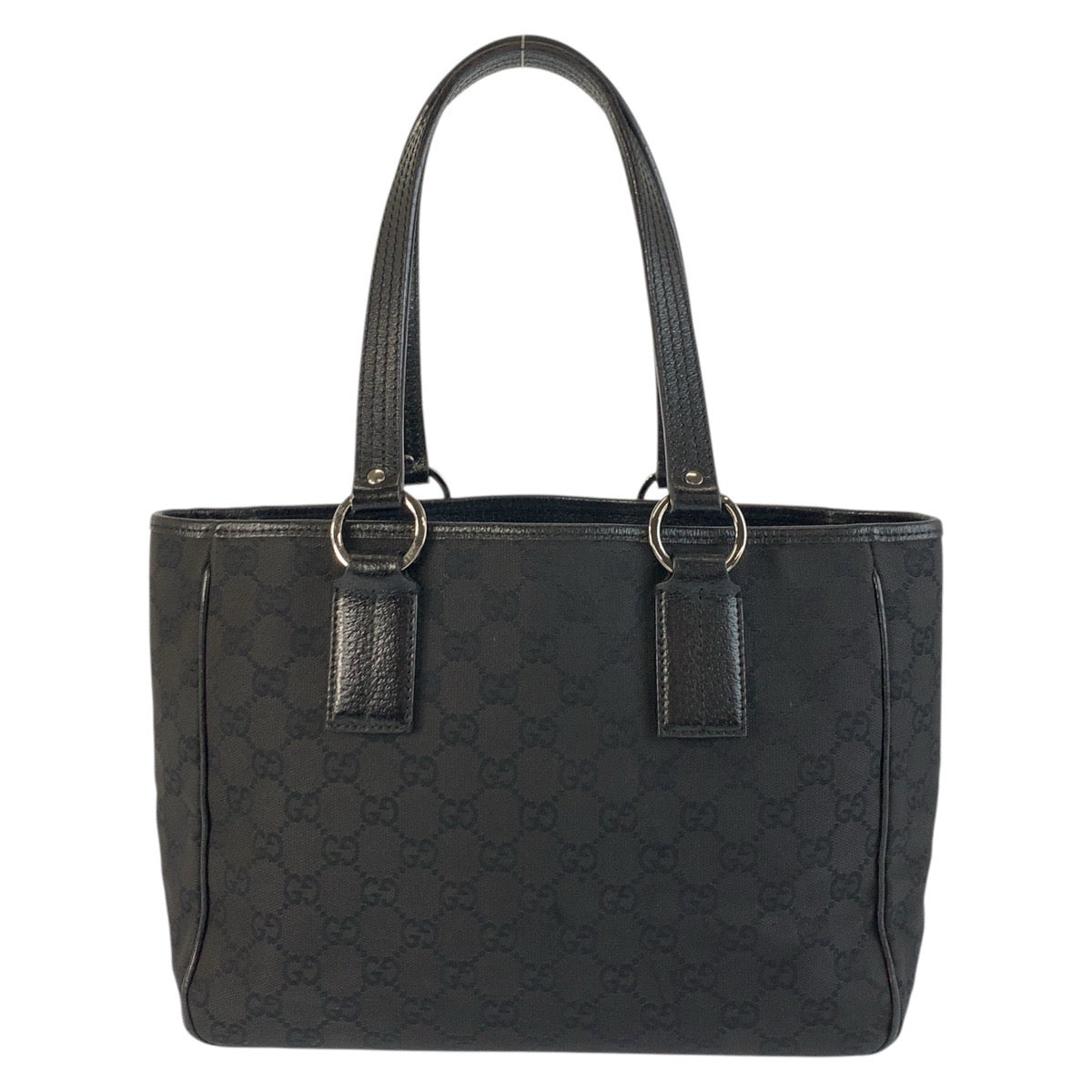 19637
GUCCI Black Silver Hardware GG Canvas / Leather 113019 Tote Bag Shoulder Bag Ladies ABP34