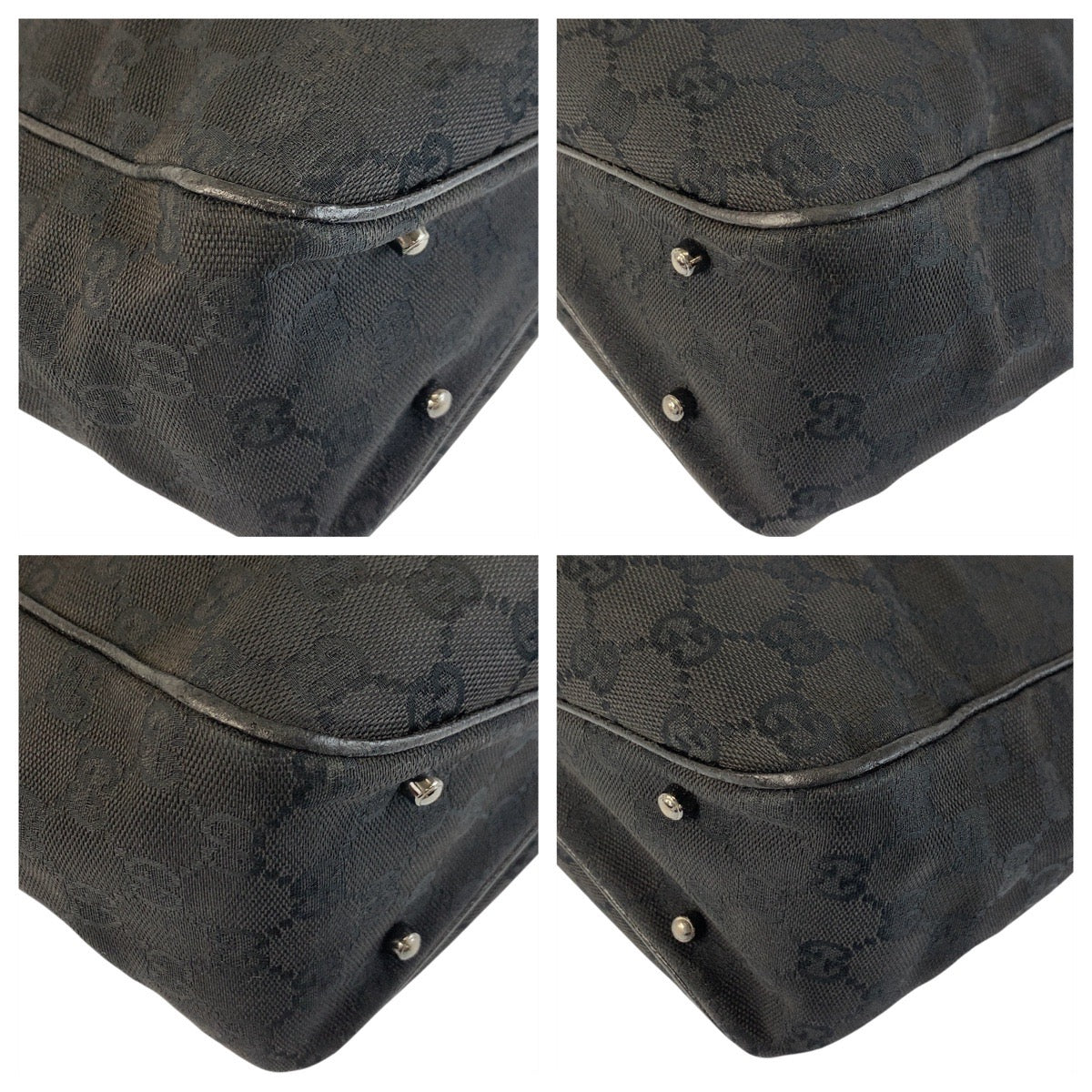 19637
GUCCI Black Silver Hardware GG Canvas / Leather 113019 Tote Bag Shoulder Bag Ladies ABP34