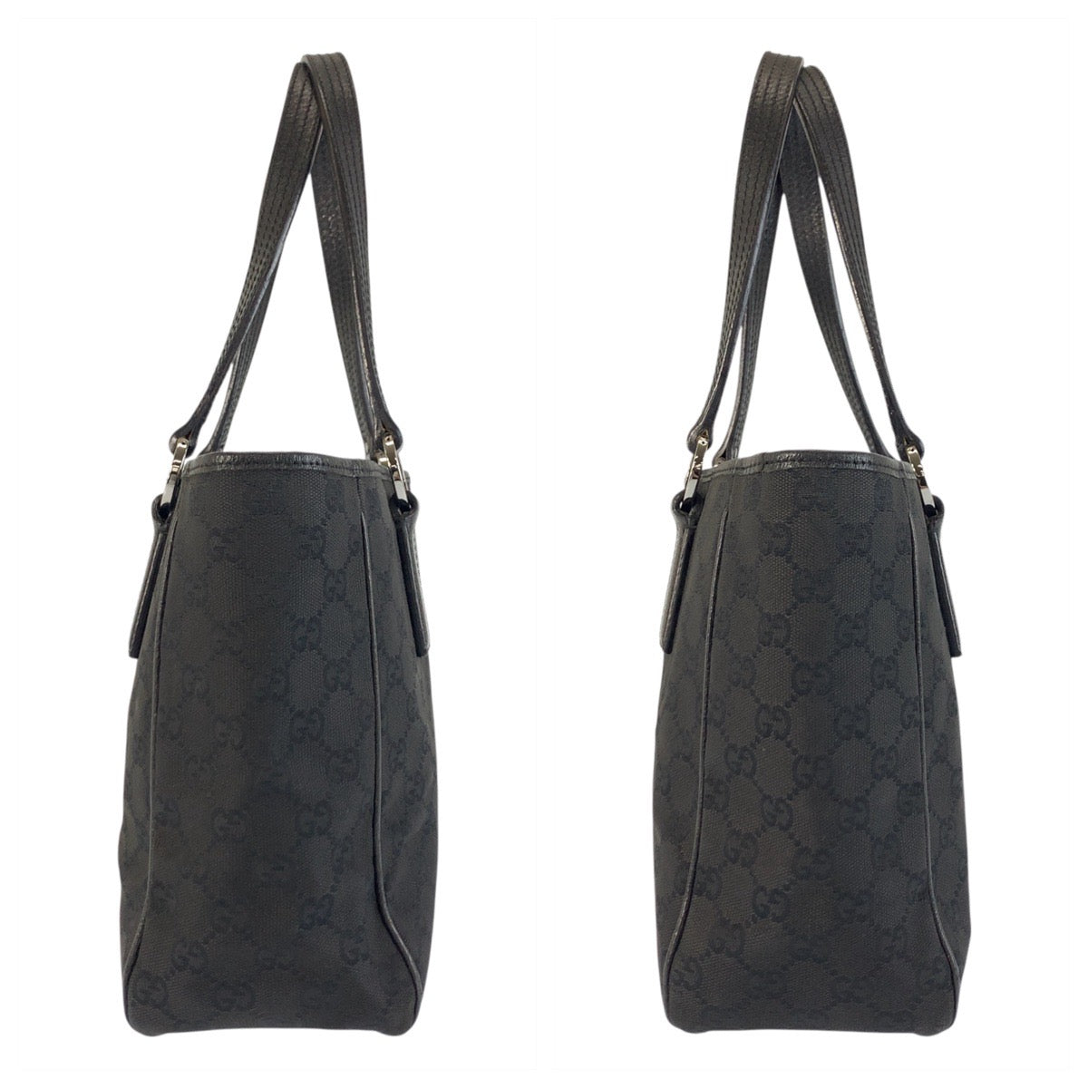 19637
GUCCI Black Silver Hardware GG Canvas / Leather 113019 Tote Bag Shoulder Bag Ladies ABP34