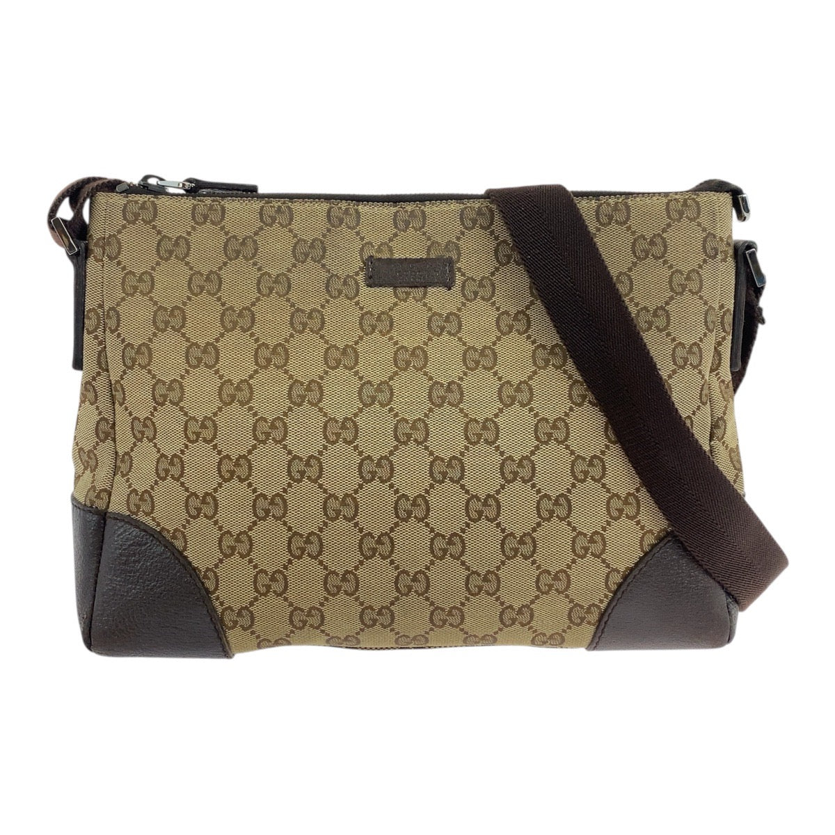 19639
GUCCI グッチ ベージュ ブラウン シルバー金具 GGキャンバス / レザー 114 273 ショルダーバッグ メッセンジャーバッグ レディース AB31
