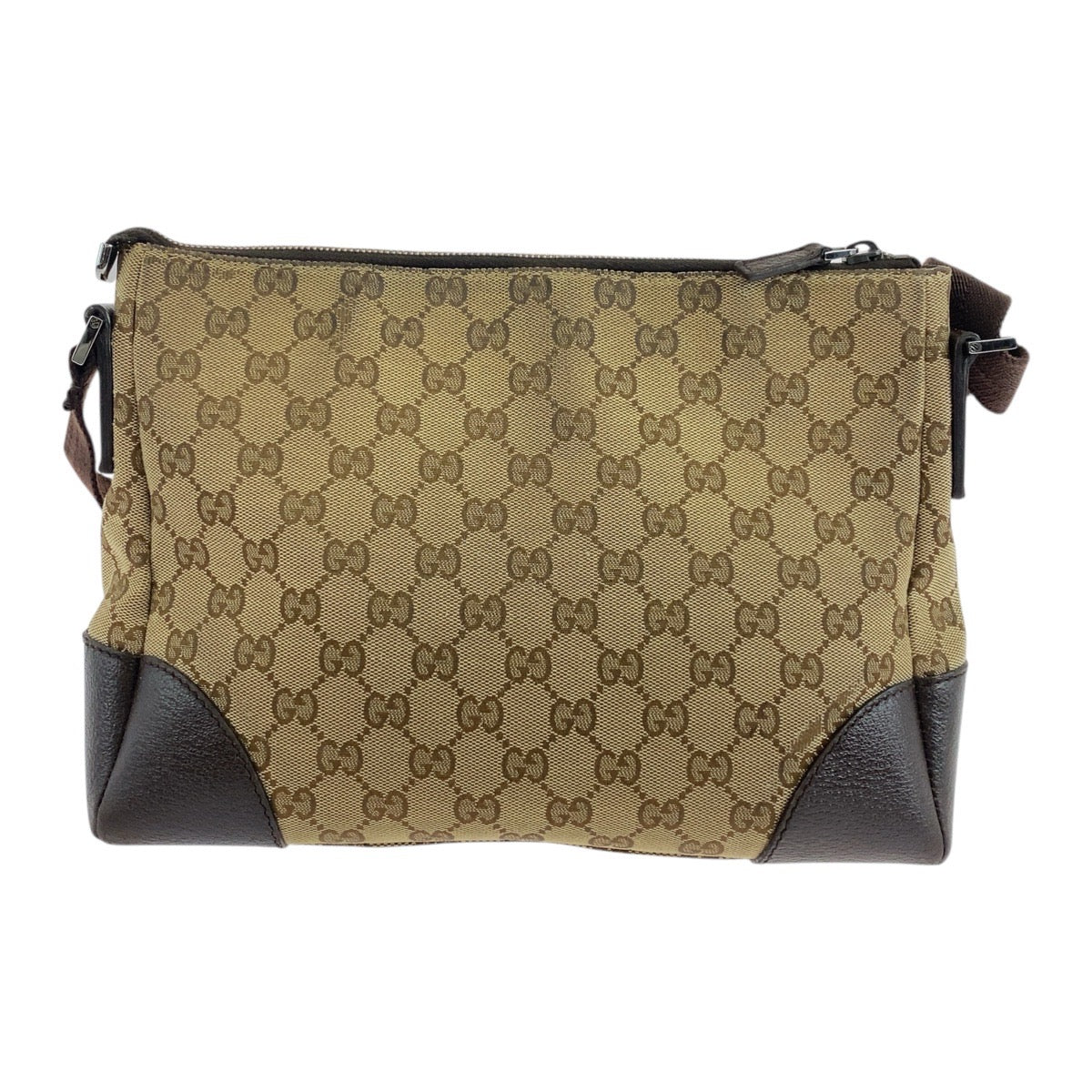19639
GUCCI グッチ ベージュ ブラウン シルバー金具 GGキャンバス / レザー 114 273 ショルダーバッグ メッセンジャーバッグ レディース AB31