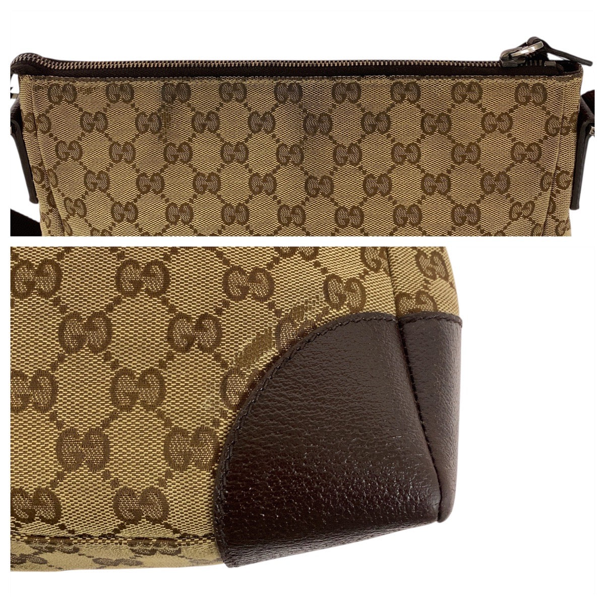 19639
GUCCI グッチ ベージュ ブラウン シルバー金具 GGキャンバス / レザー 114 273 ショルダーバッグ メッセンジャーバッグ レディース AB31