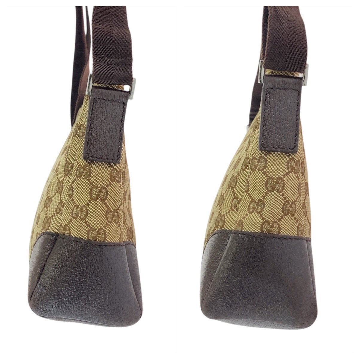 19639
GUCCI グッチ ベージュ ブラウン シルバー金具 GGキャンバス / レザー 114 273 ショルダーバッグ メッセンジャーバッグ レディース AB31