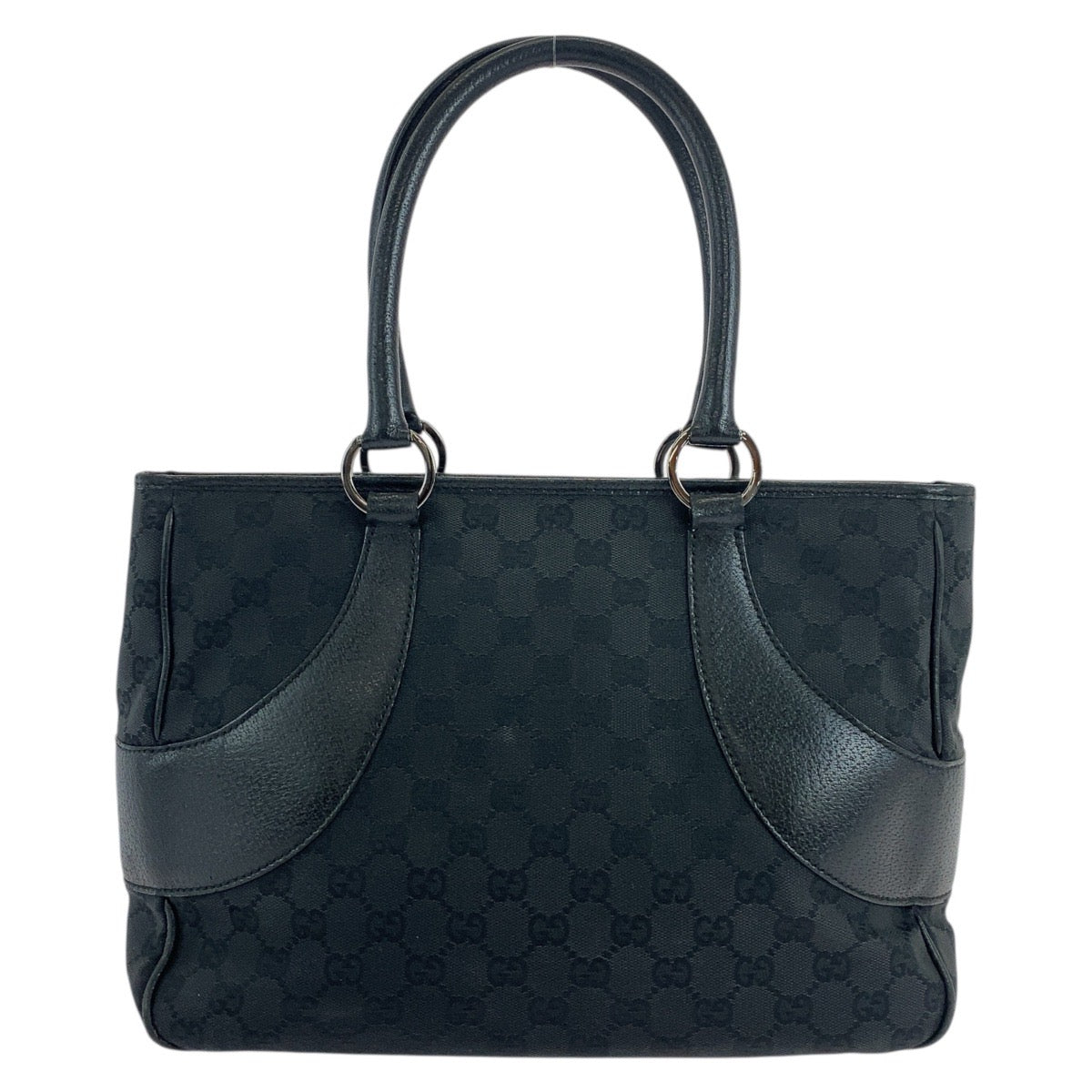 19640
GUCCI グッチ ブラック 黒 シルバー金具 GGキャンバス / レザー 113 011 トートバッグ ショルダーバッグ レディース AB31