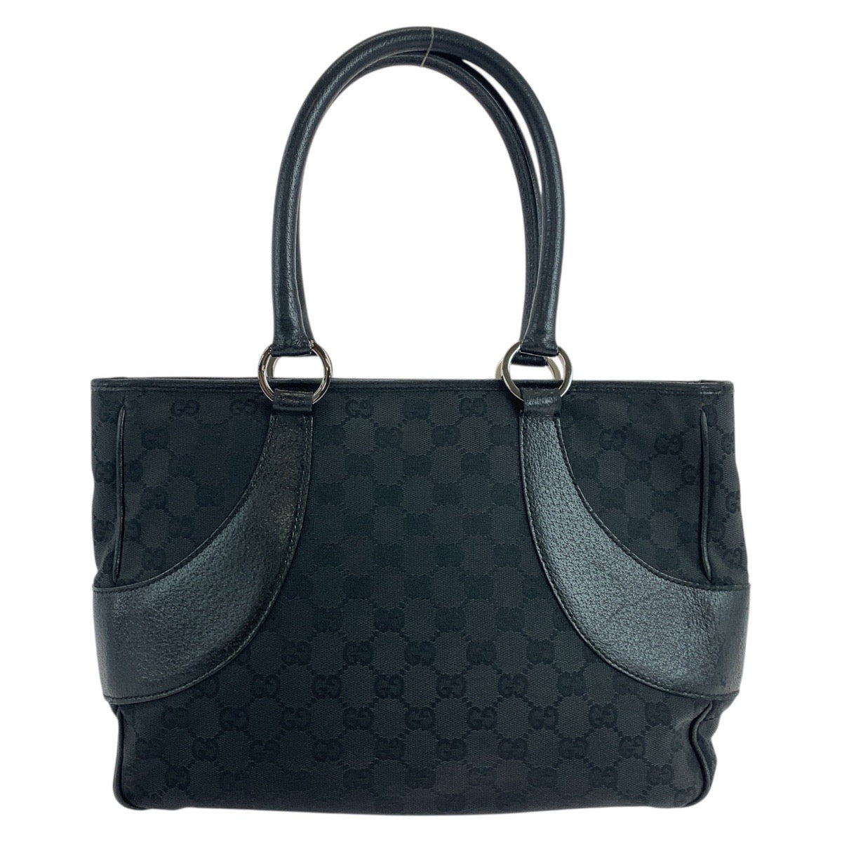 19640
GUCCI グッチ ブラック 黒 シルバー金具 GGキャンバス / レザー 113 011 トートバッグ ショルダーバッグ レディース AB31