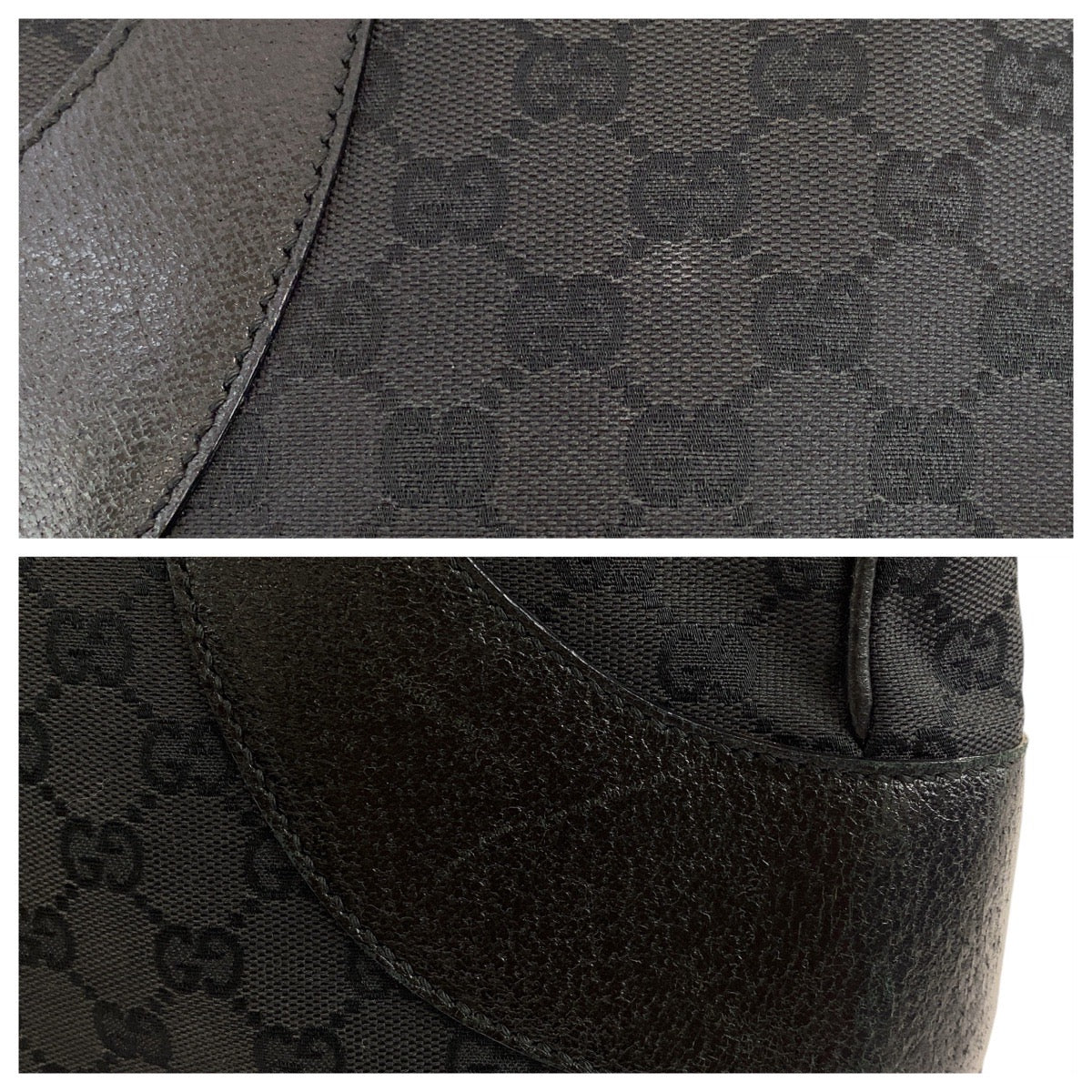 19640
GUCCI グッチ ブラック 黒 シルバー金具 GGキャンバス / レザー 113 011 トートバッグ ショルダーバッグ レディース AB31
