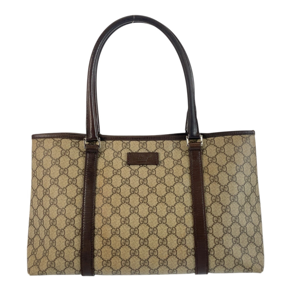 19641
GUCCI グッチ ベージュ ブラウン シルバー金具 GGスプリームキャンバス / レザー 114595 トートバッグ ショルダーバッグ レディース AB31
