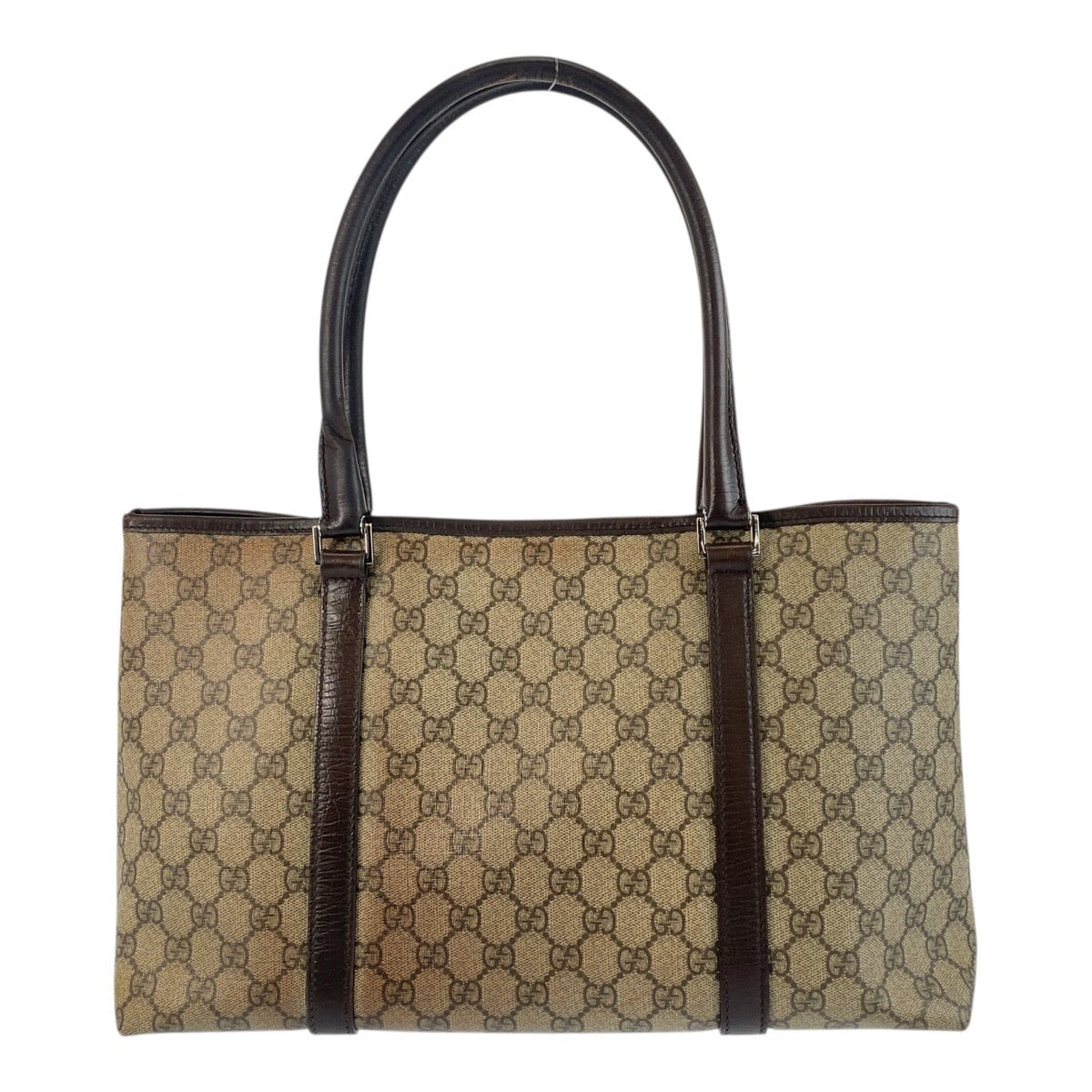 19641
GUCCI グッチ ベージュ ブラウン シルバー金具 GGスプリームキャンバス / レザー 114595 トートバッグ ショルダーバッグ レディース AB31