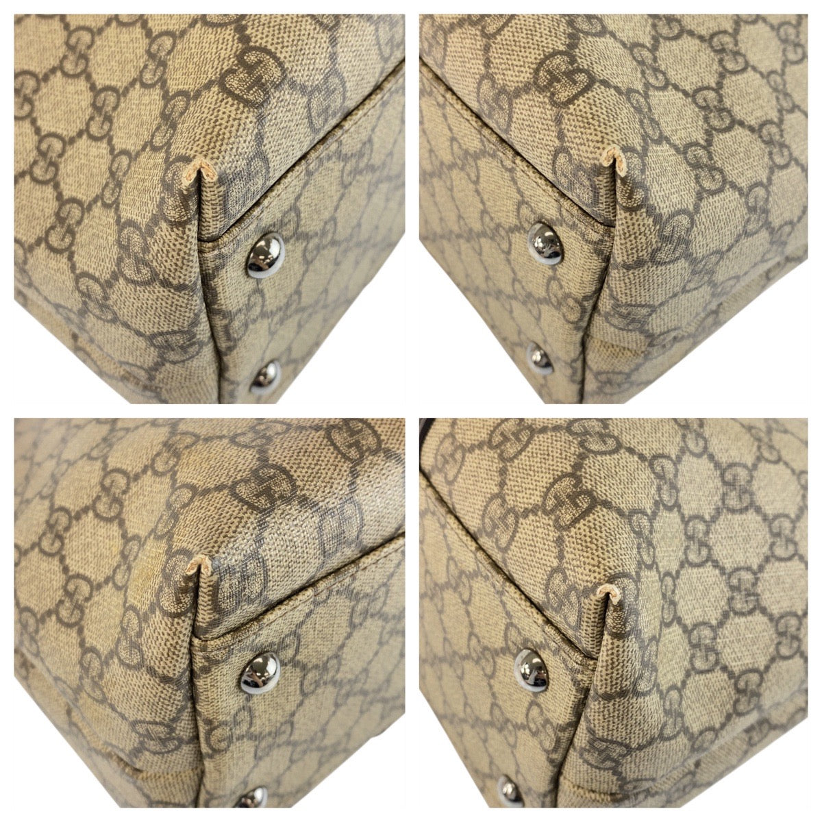 19641
GUCCI グッチ ベージュ ブラウン シルバー金具 GGスプリームキャンバス / レザー 114595 トートバッグ ショルダーバッグ レディース AB31