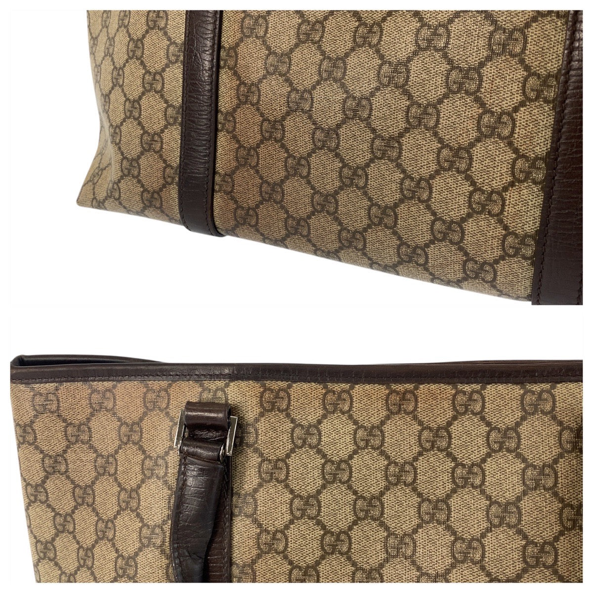 19641
GUCCI グッチ ベージュ ブラウン シルバー金具 GGスプリームキャンバス / レザー 114595 トートバッグ ショルダーバッグ レディース AB31