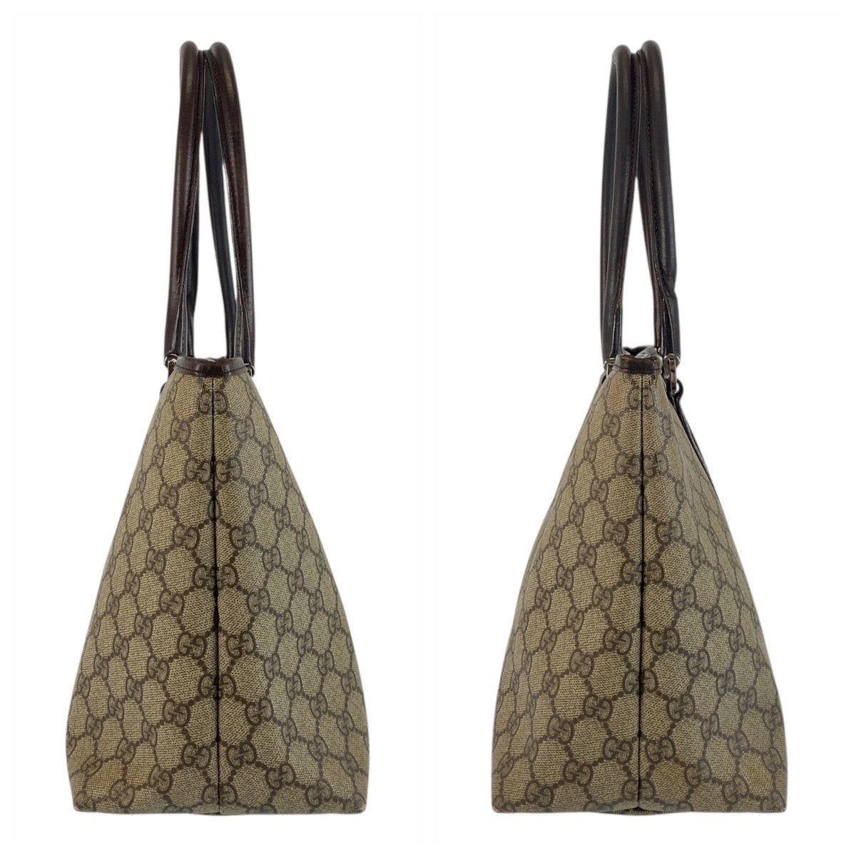 19641
GUCCI グッチ ベージュ ブラウン シルバー金具 GGスプリームキャンバス / レザー 114595 トートバッグ ショルダーバッグ レディース AB31