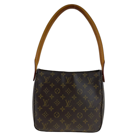 19647
LOUIS VUITTON ルイヴィトン モノグラム ルーピングMM ブラウン ゴールド金具 PVC / レザー M51146 ショルダーバッグ  レディース AB