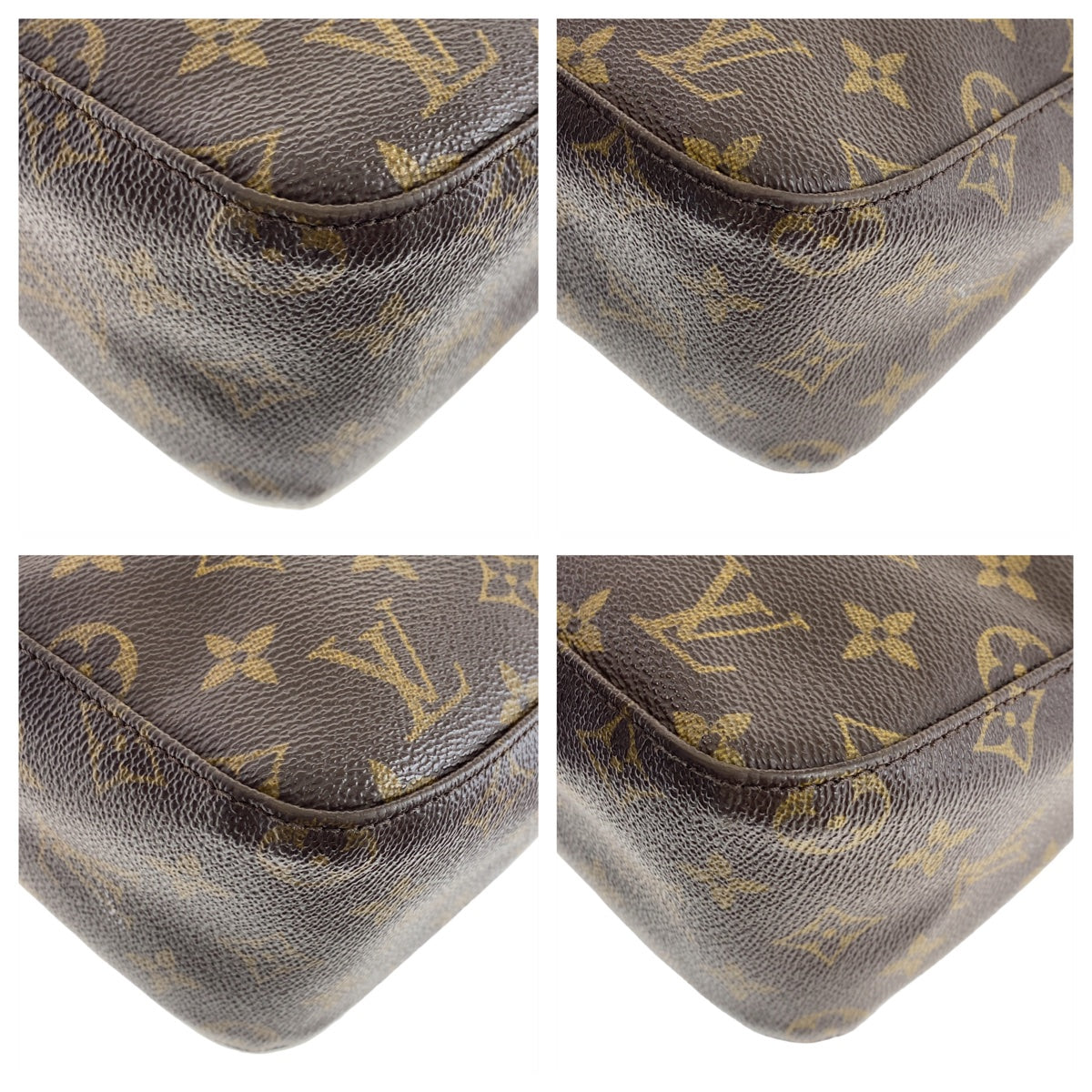 19647
LOUIS VUITTON ルイヴィトン モノグラム ルーピングMM ブラウン ゴールド金具 PVC / レザー M51146 ショルダーバッグ  レディース AB