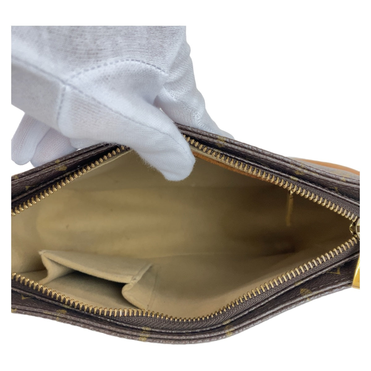 19647
LOUIS VUITTON ルイヴィトン モノグラム ルーピングMM ブラウン ゴールド金具 PVC / レザー M51146 ショルダーバッグ  レディース AB