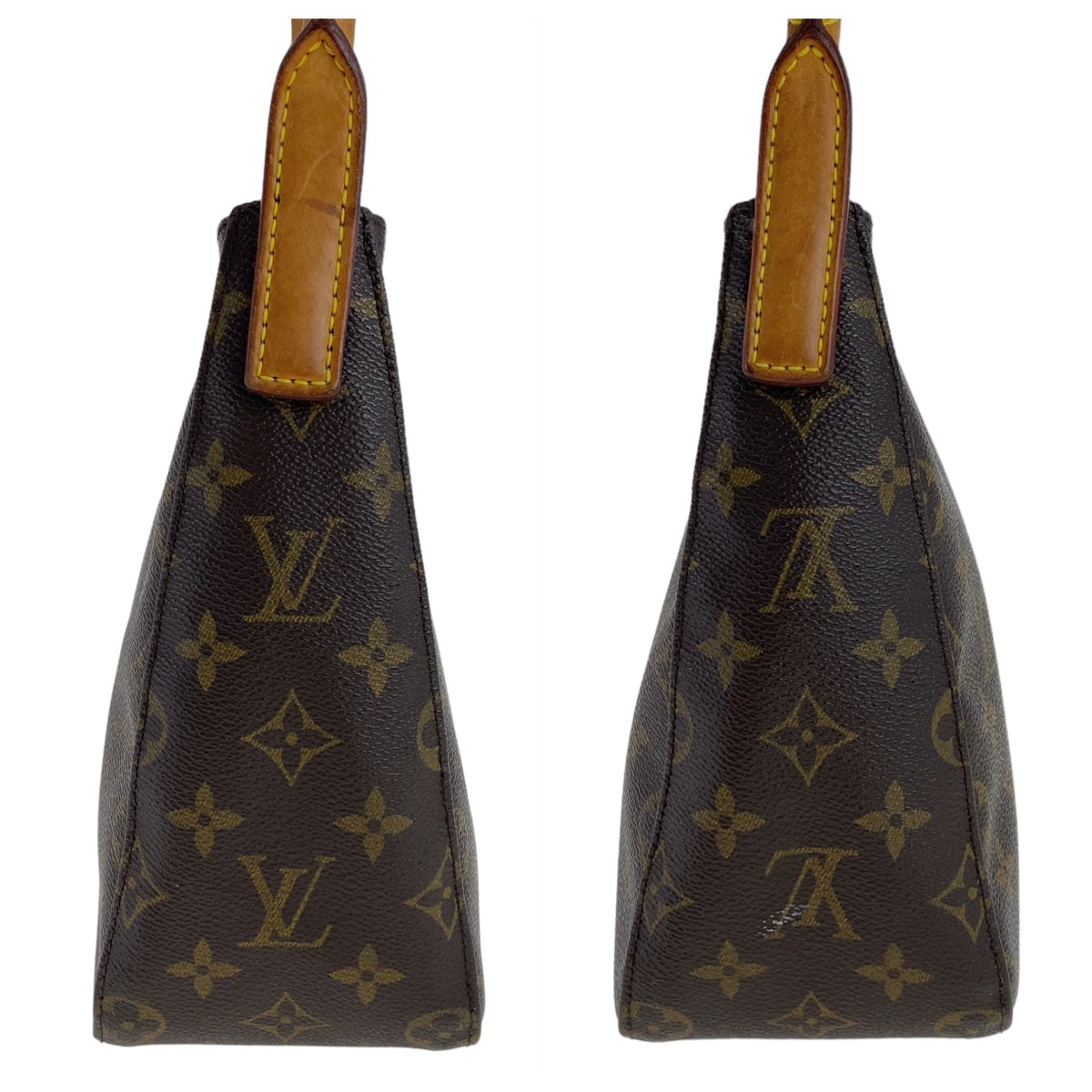 19647
LOUIS VUITTON ルイヴィトン モノグラム ルーピングMM ブラウン ゴールド金具 PVC / レザー M51146 ショルダーバッグ  レディース AB