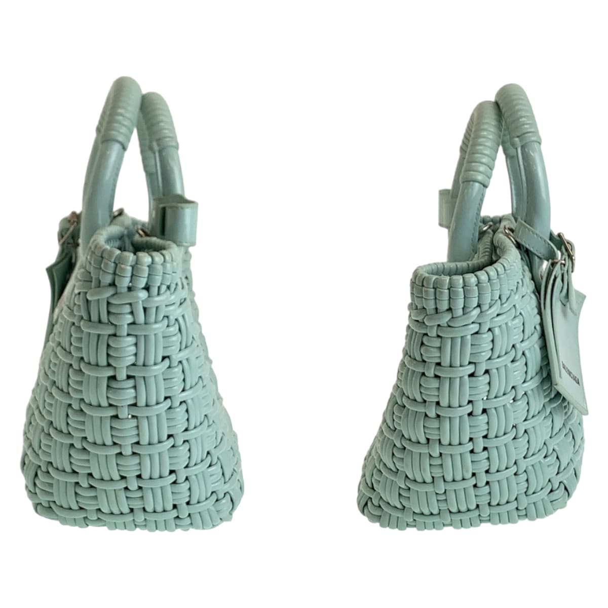 19650
BALENCIAGA バレンシアガ エナメルバスケット ビストロXS ミントグリーン シルバー金具 エナメル 671342 ハンドバッグ トートバッグ 2WAY かごバッグ レディース ABP