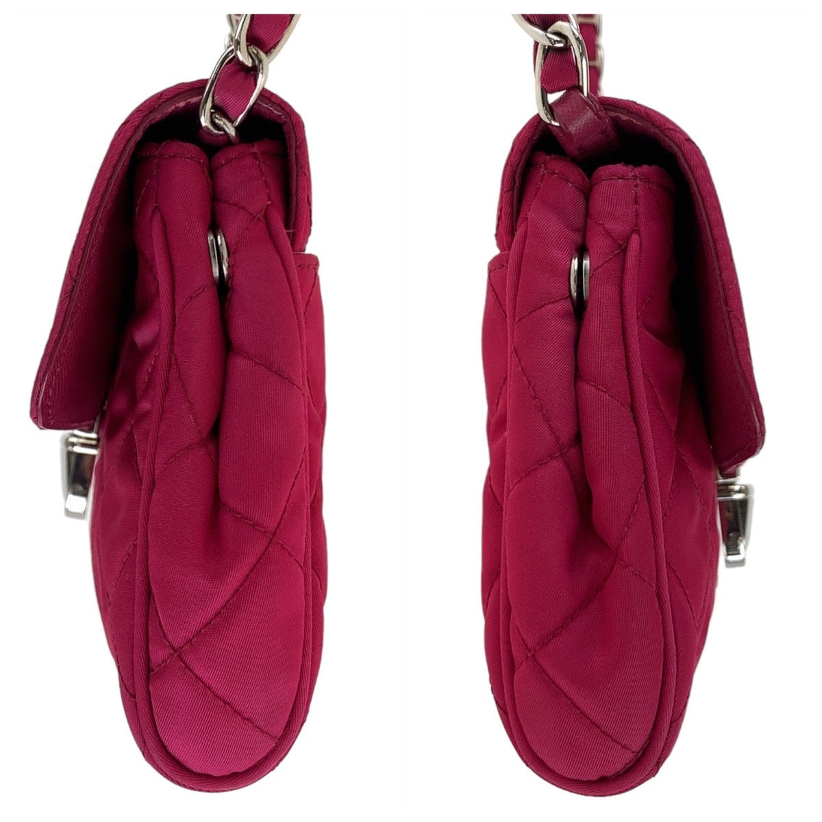 19653
PRADA プラダ テスート インプントゥ ピンク シルバー金具 ナイロン チェーンショルダーバッグ ポシェット レディース AB47