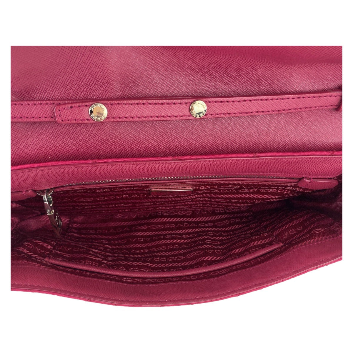 19653
PRADA プラダ テスート インプントゥ ピンク シルバー金具 ナイロン チェーンショルダーバッグ ポシェット レディース AB47