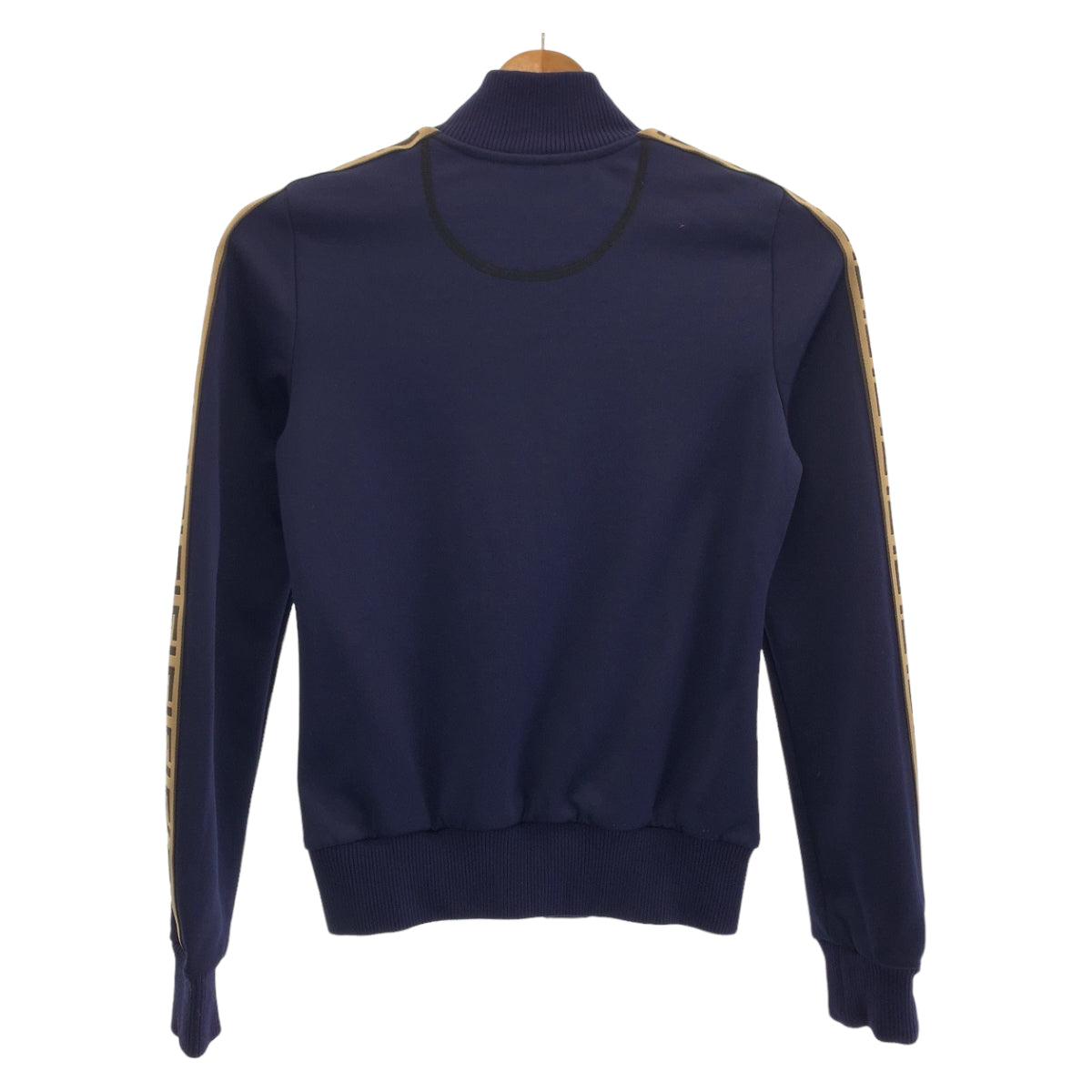 19654
FENDI フェンディ ズッカ柄 サイドライン サイズ36 ネイビー ブラウン シルバー金具 ポリエステル FAF069 ADH8 トラックジャケット ジャージ  レディース A