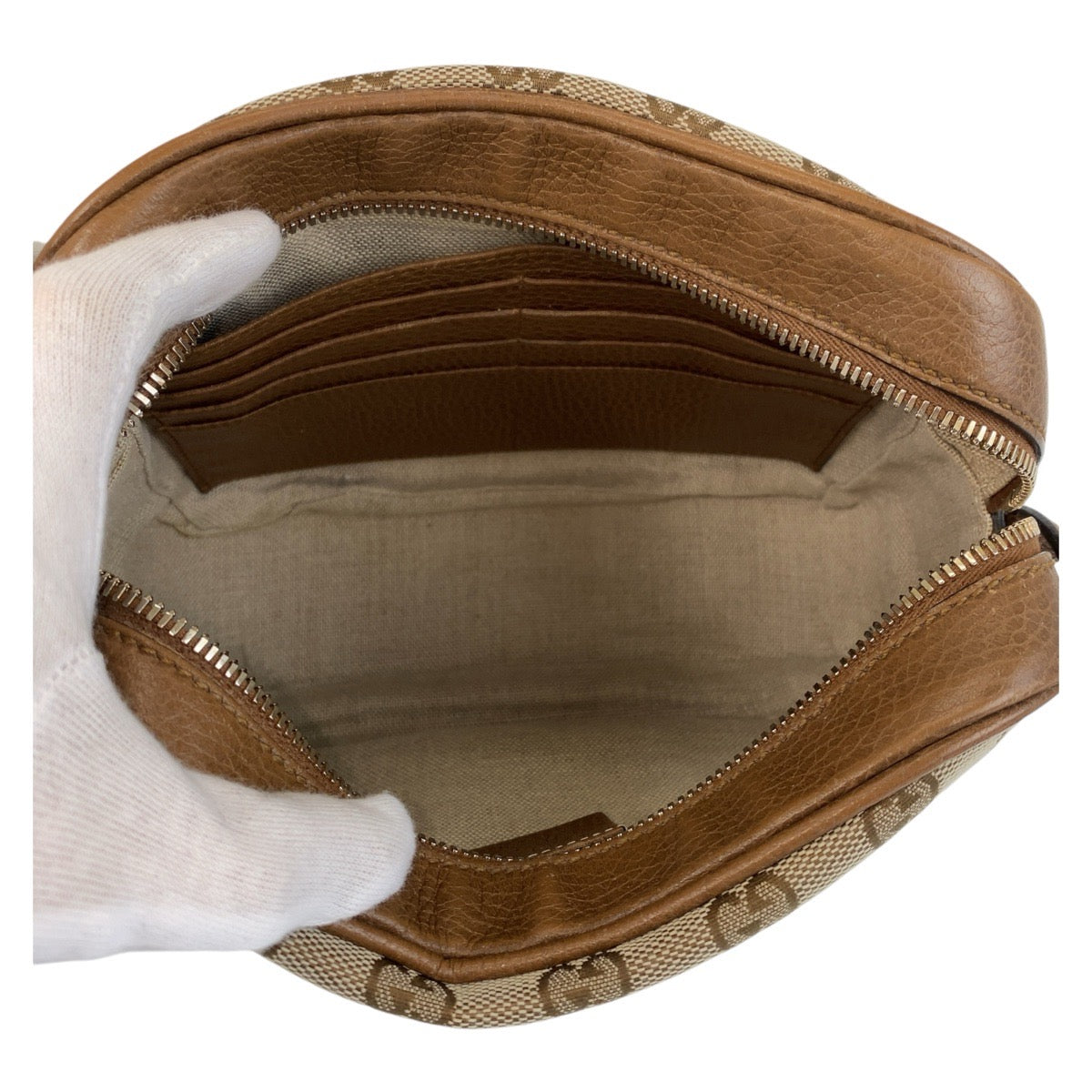 19659
GUCCI Brown Gold Hardware GG Canvas / Leather 449413 Crossbody Shoulder Bag Pochette Women's ABP58
