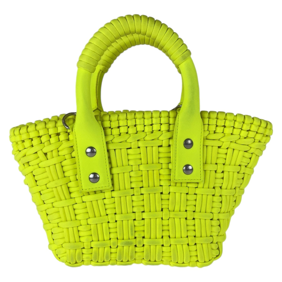 19662
BALENCIAGA バレンシアガ ビストロXXS ネオンイエロー シルバー金具 ナイロン / レザー 斜め掛け ショルダーバッグ ハンドバッグ 2way  レディース ABP
