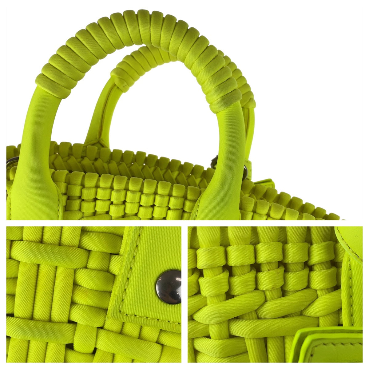 19662
BALENCIAGA バレンシアガ ビストロXXS ネオンイエロー シルバー金具 ナイロン / レザー 斜め掛け ショルダーバッグ ハンドバッグ 2way  レディース ABP