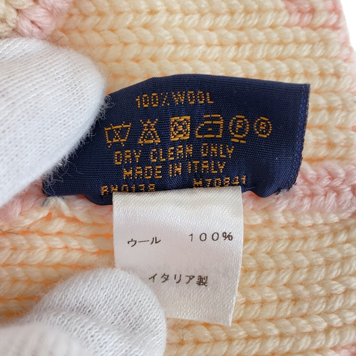 19665
LOUIS VUITTON ルイヴィトン ボネ モーニングラム ピンク ホワイト ウール M70841 ニット帽 レディース A