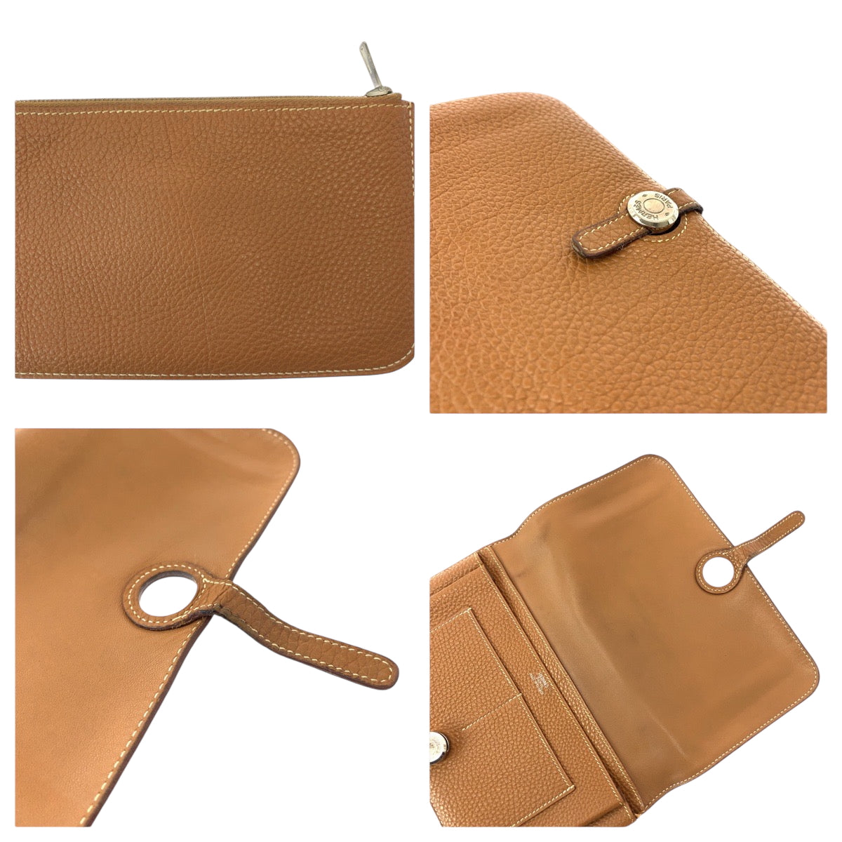 19668
HERMES エルメス ドゴンGM ゴールド ブラウン シルバー金具 トゴ 長財布 ロングウォレット L刻印 レディース AB45