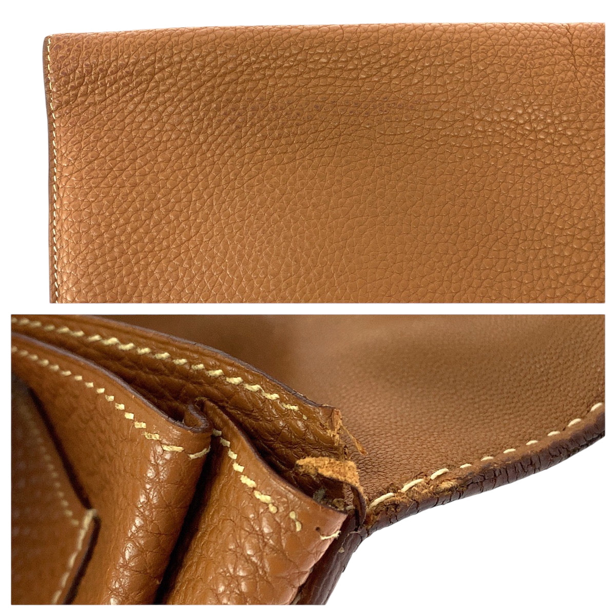 19668
HERMES エルメス ドゴンGM ゴールド ブラウン シルバー金具 トゴ 長財布 ロングウォレット L刻印  レディース AB