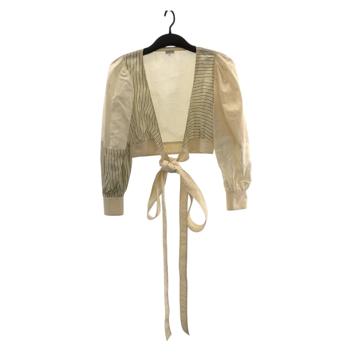 19674
LOEWE ロエベ パフスリーブ サイズ36 アイボリー グレー コットン パフスリーブ ブラウス 長袖シャツ レディース A34