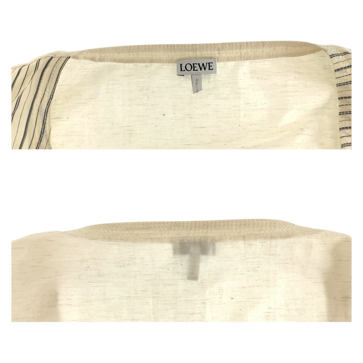 19674
LOEWE ロエベ パフスリーブ サイズ36 アイボリー グレー コットン パフスリーブ ブラウス 長袖シャツ レディース A34