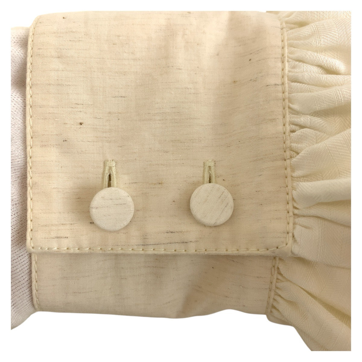 19674
LOEWE ロエベ パフスリーブ サイズ36 アイボリー グレー コットン パフスリーブ ブラウス 長袖シャツ レディース A34