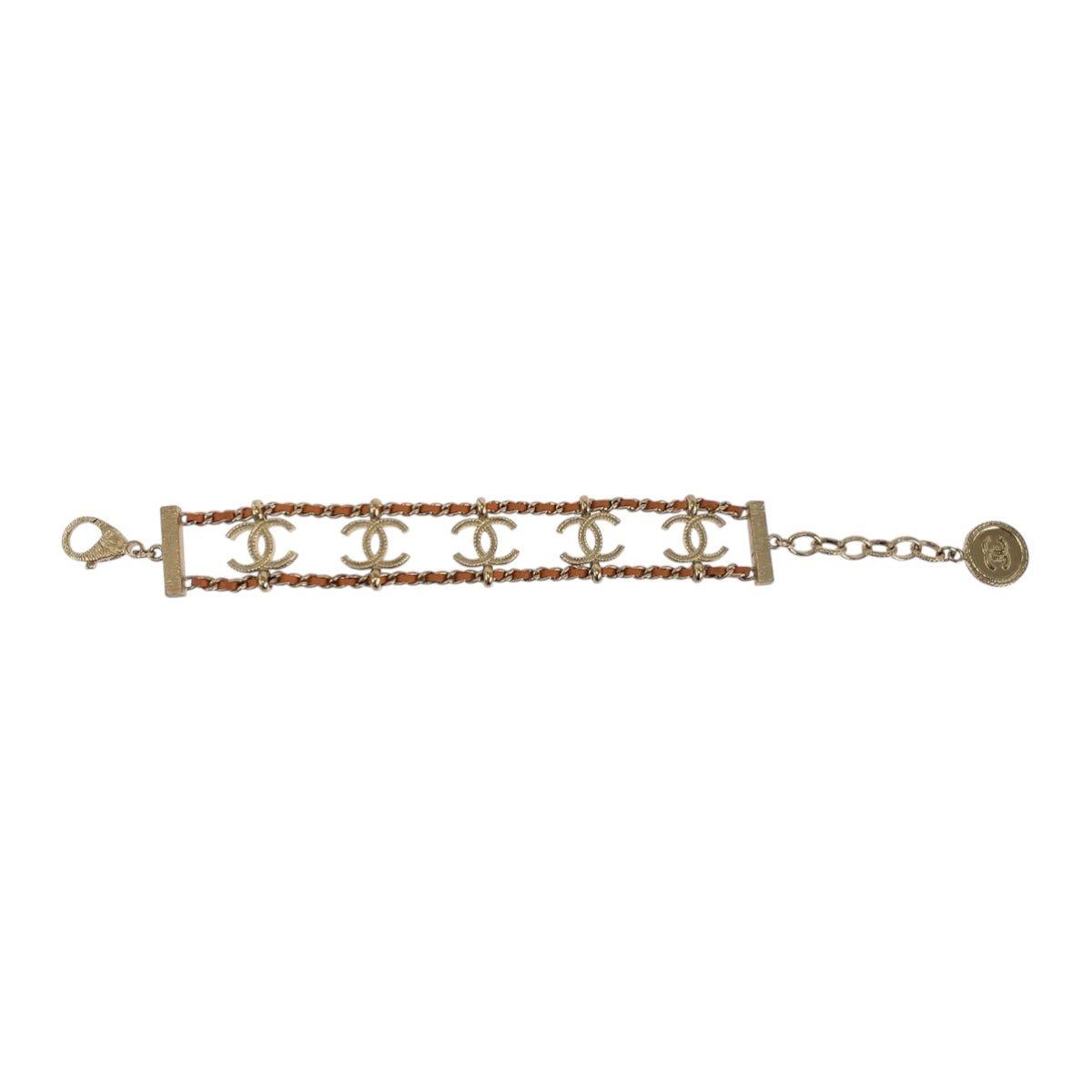 19675
CHANEL シャネル ココマーク ゴールド金具 オレンジ レザー ブレスレット B18 C刻印 レディース A96