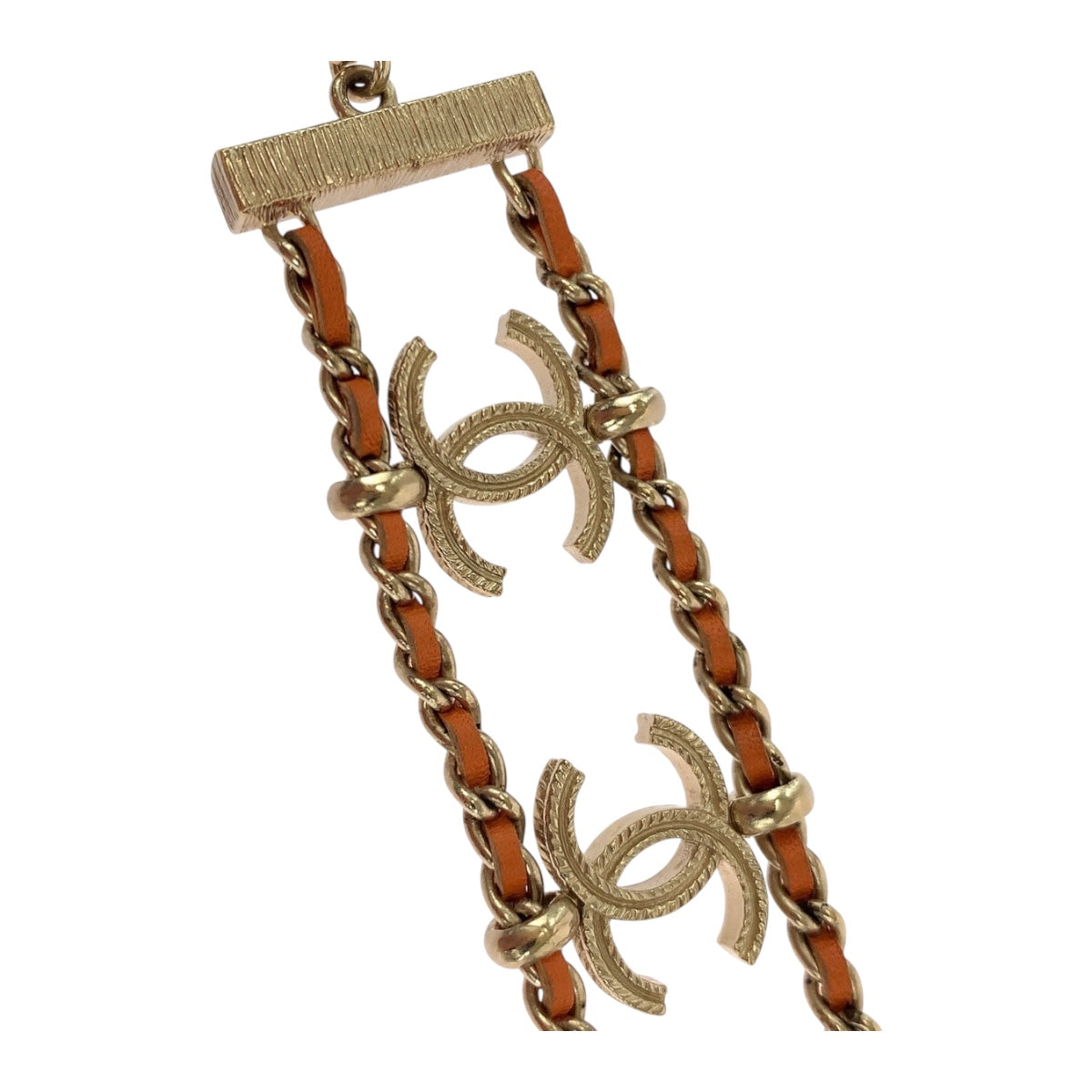 19675
CHANEL シャネル ココマーク ゴールド金具 オレンジ レザー ブレスレット B18 C刻印 レディース A96