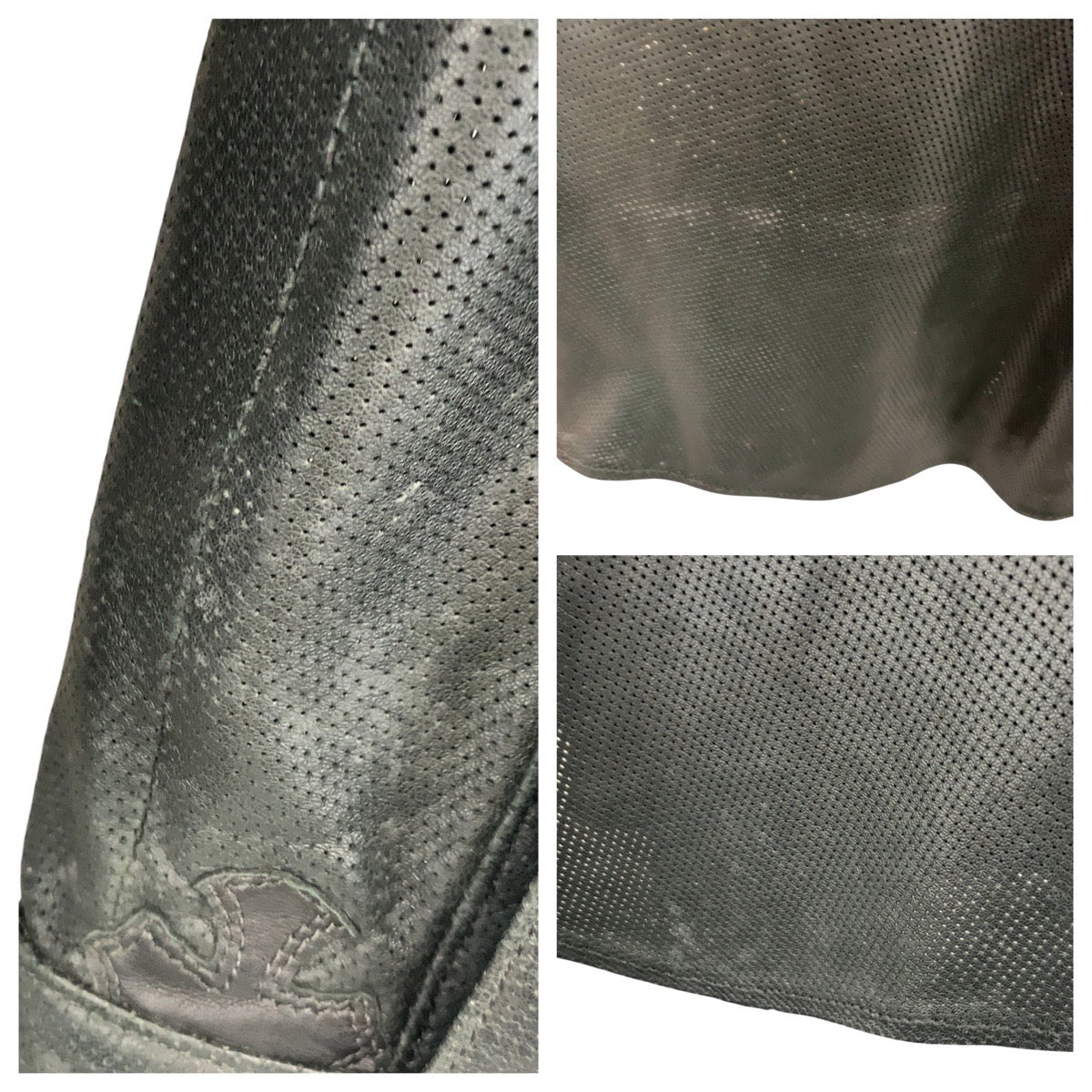 19677
CHROME HEARTS クロムハーツ クロスパッチ クロスボールボタン パンチング サイズS ブラック 黒 レザー 長袖シャツ レザーシャツ メンズ AB400