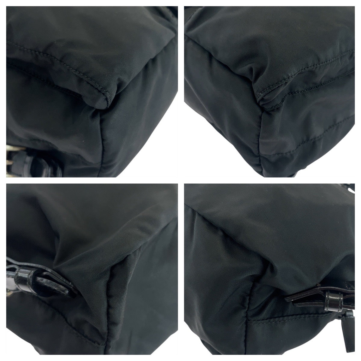 19680
PRADA Tessuto Triangle Logo Plate Black Silver Hardware Nylon Backpack for Women ABP38
