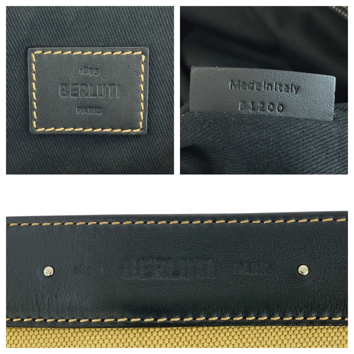 19682
Berluti ベルルッティ フォーエバーロッジ ベージュ ダークブラウン キャンバス / レザー B1200 トートバッグ ショルダーバッグ メンズ A100