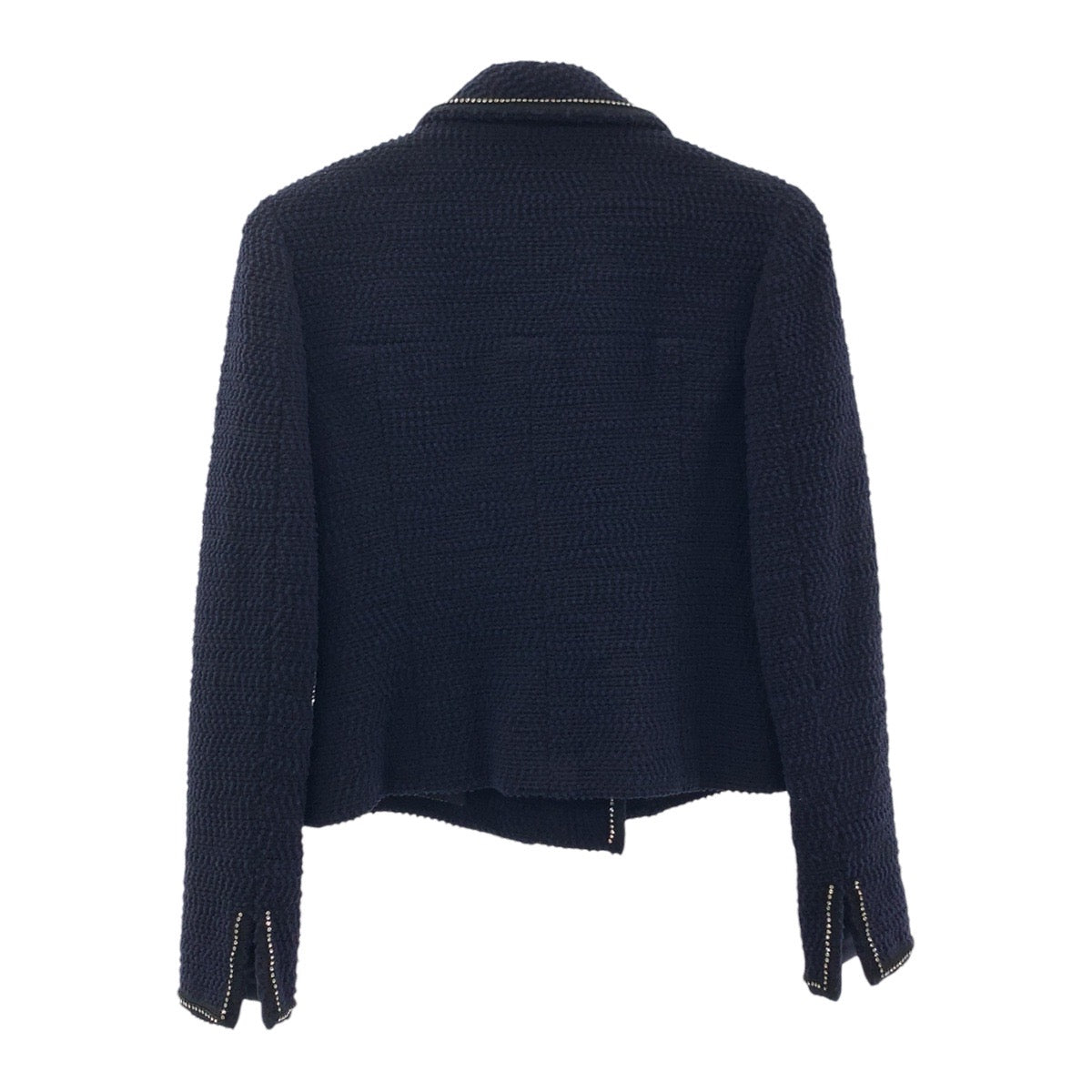 19683
CHANEL シャネル ツイード ココマーク ラインストーン サイズ36 ネイビー シルク / ウール / ナイロン スーツ セットアップ ジャケット レディース A200