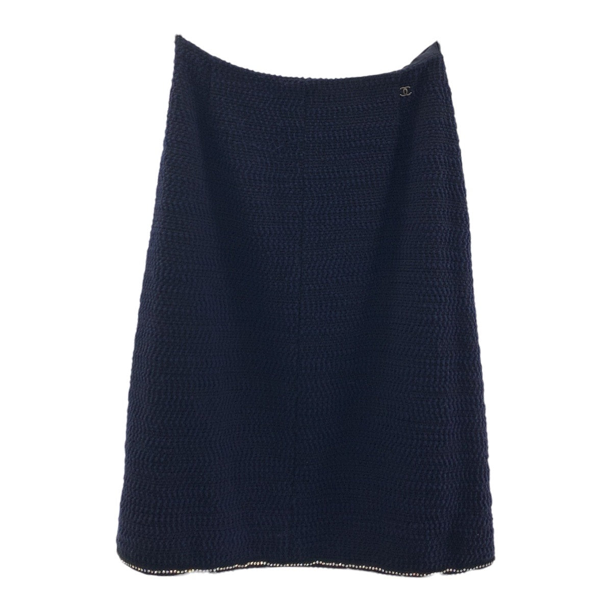 19683
CHANEL シャネル ツイード ココマーク ラインストーン サイズ36 ネイビー シルク / ウール / ナイロン スーツ セットアップ ジャケット レディース A200