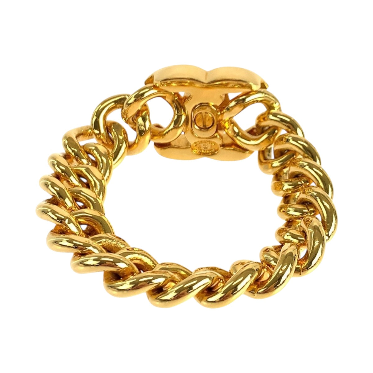 19684
CHANEL シャネル ヴィンテージ ココマーク ターンロック ゴールド メッキ ブレスレット 96P刻印  レディース SA150