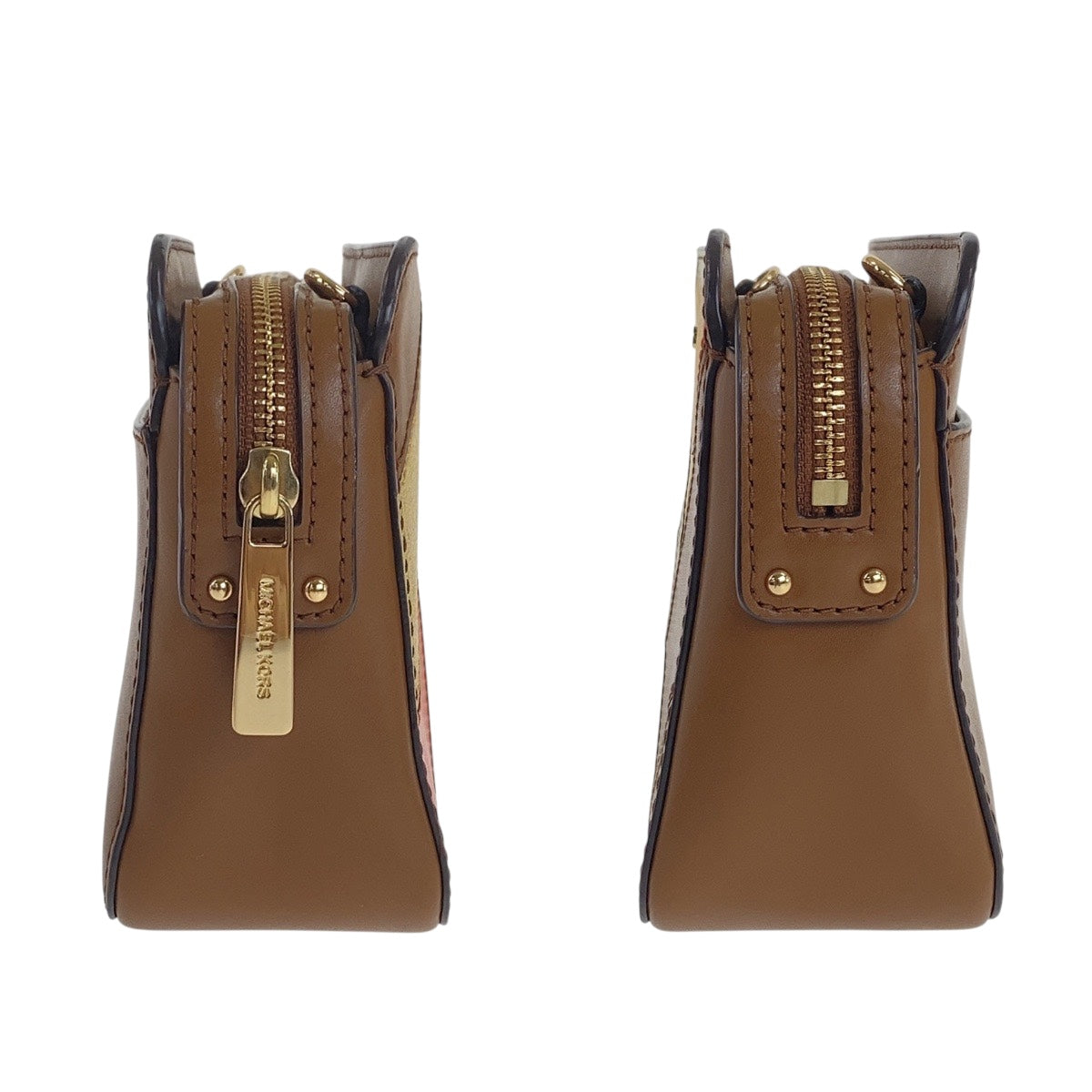 19686
Michael Kors マイケルコース ブラウン マルチカラーゴールド金具 レザー ショルダーバッグ レディース A17