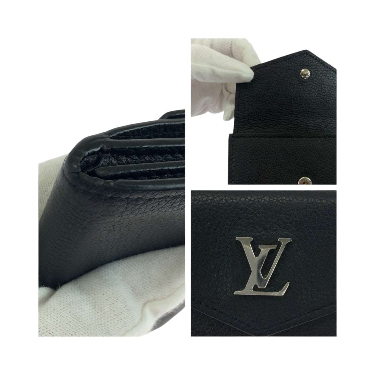 19689
LOUIS VUITTON ルイヴィトン ポルトフォイユ ロックミニ ブラック 黒 シルバー金具 レザー M63921 折財布 コンパクトウォレット  レディース ABP36