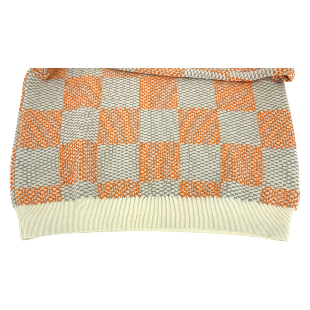 19692
LOUIS VUITTON ルイヴィトン 24SS ダミエ ジャカード コットン プルオーバー サイズM オレンジ グレー アイボリー コットン ニット セーター メンズ AB115