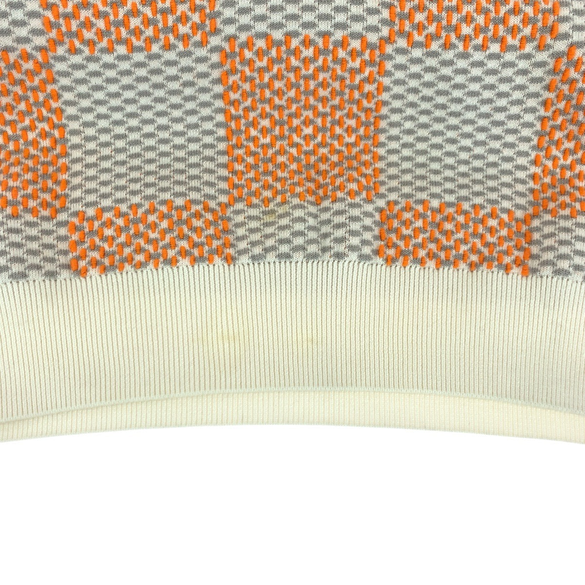 19692
LOUIS VUITTON ルイヴィトン 24SS ダミエ ジャカード コットン プルオーバー サイズM オレンジ グレー アイボリー コットン ニット セーター メンズ AB115