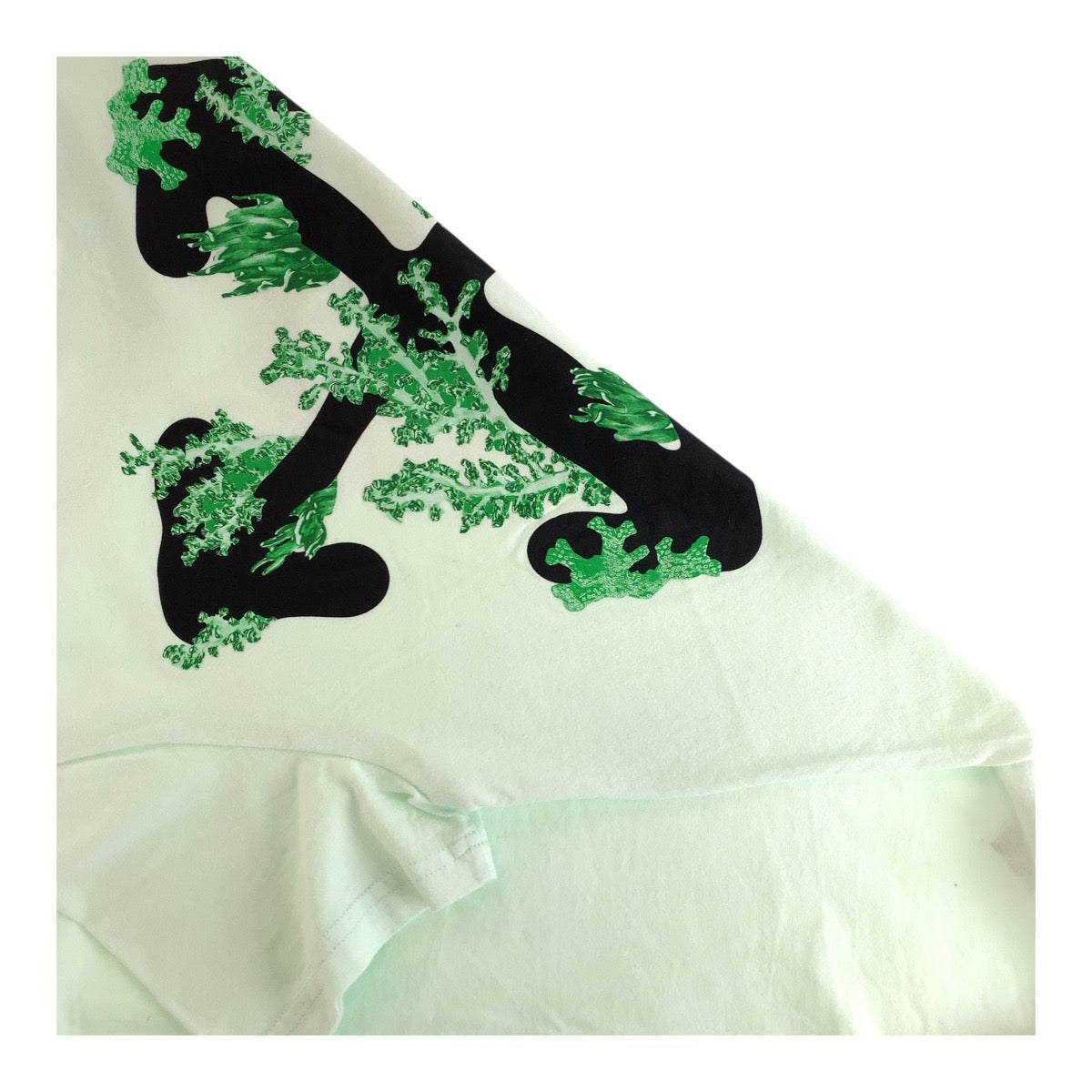 19694
OFF-WHITE オフホワイト サイズXS グリーン ブラック コットン 半袖Tシャツ クルーネック レディース AB7