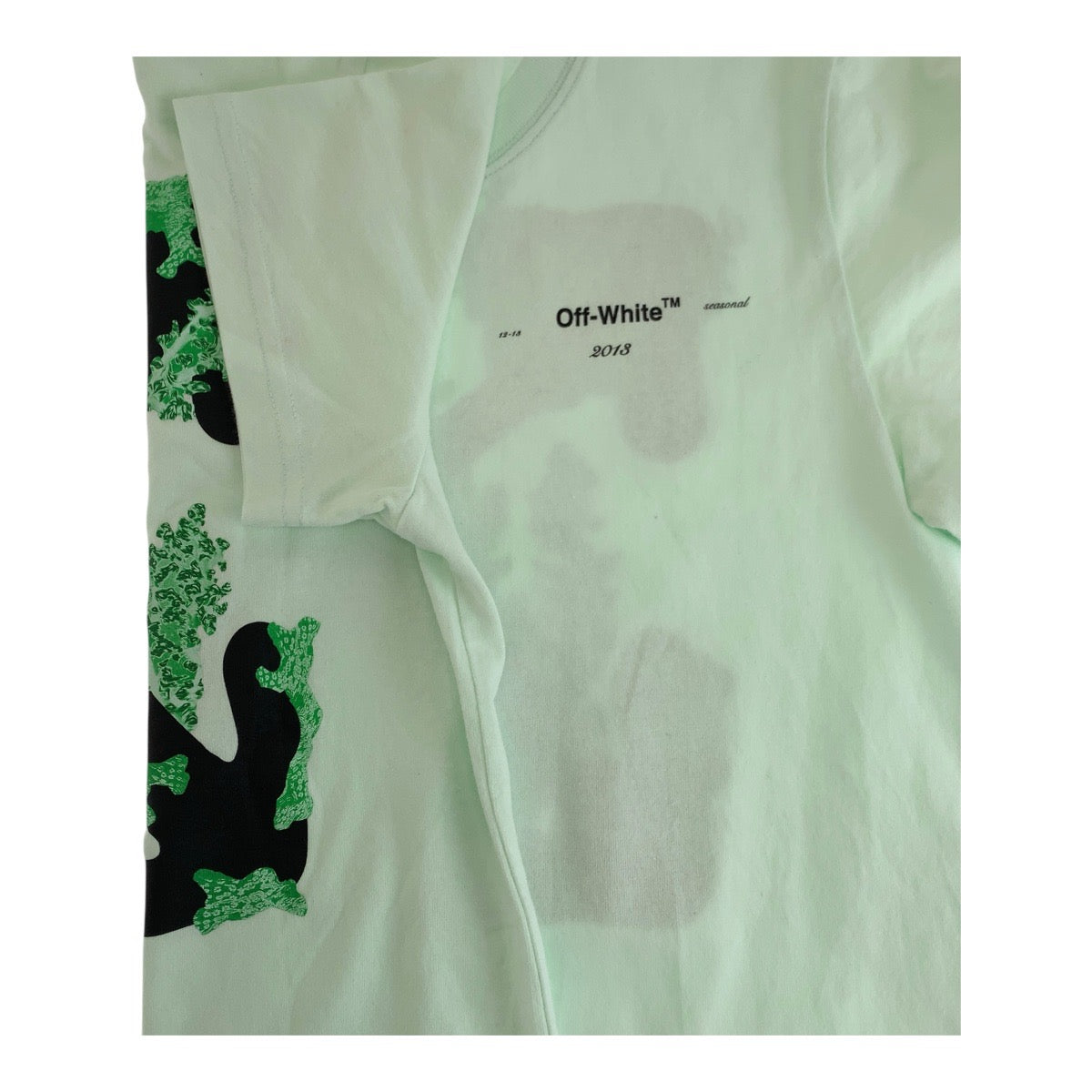 19694
OFF-WHITE オフホワイト サイズXS グリーン ブラック コットン 半袖Tシャツ クルーネック レディース AB7