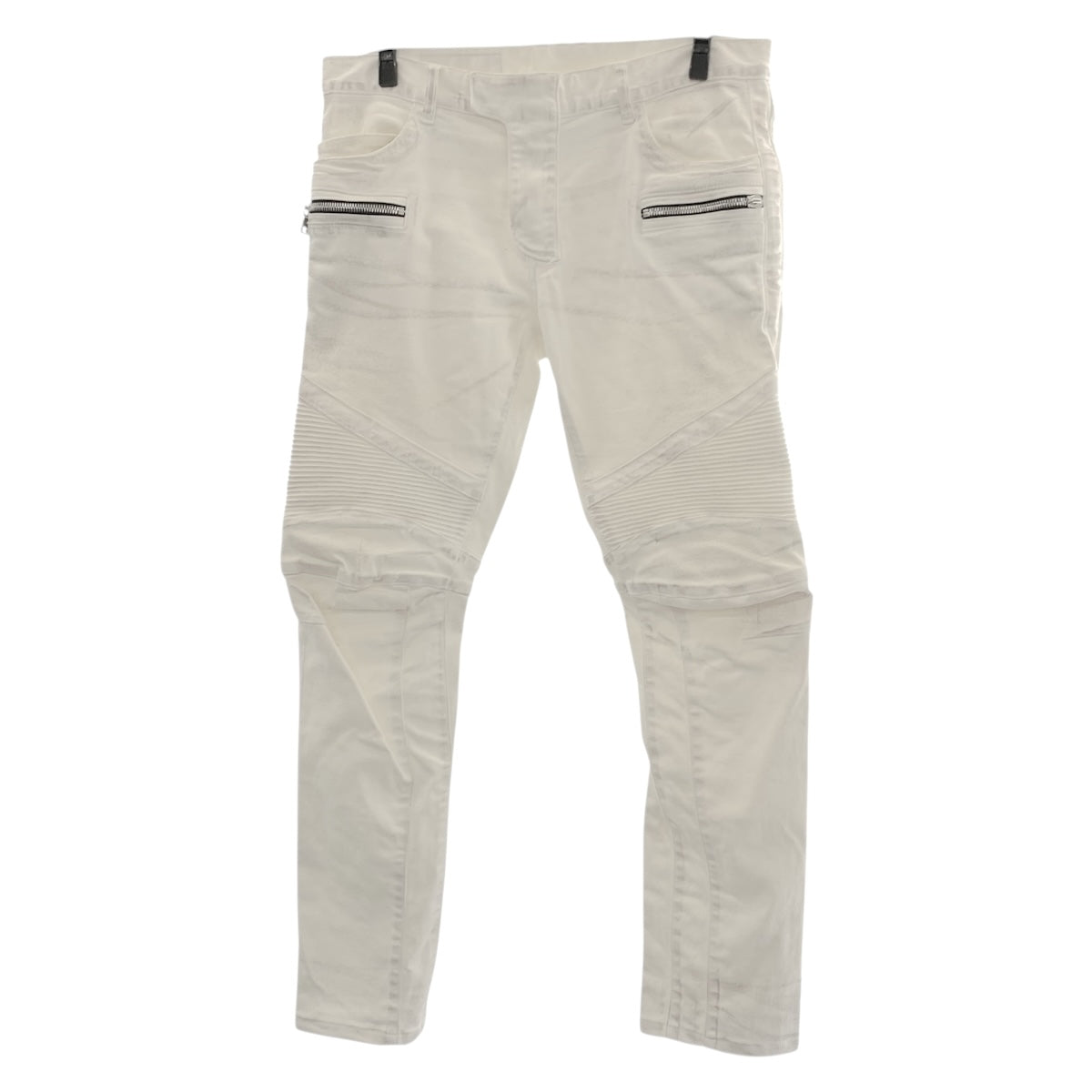 19696
BALMAIN バルマン サイズ33 ホワイト シルバー金具 コットン パンツ バイカーパンツ デニム メンズ A24