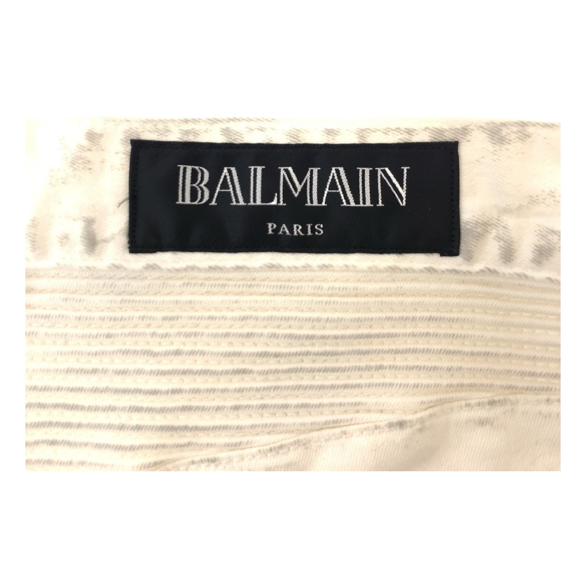 19696
BALMAIN バルマン サイズ33 ホワイト シルバー金具 コットン バイカーパンツ デニム メンズ A24