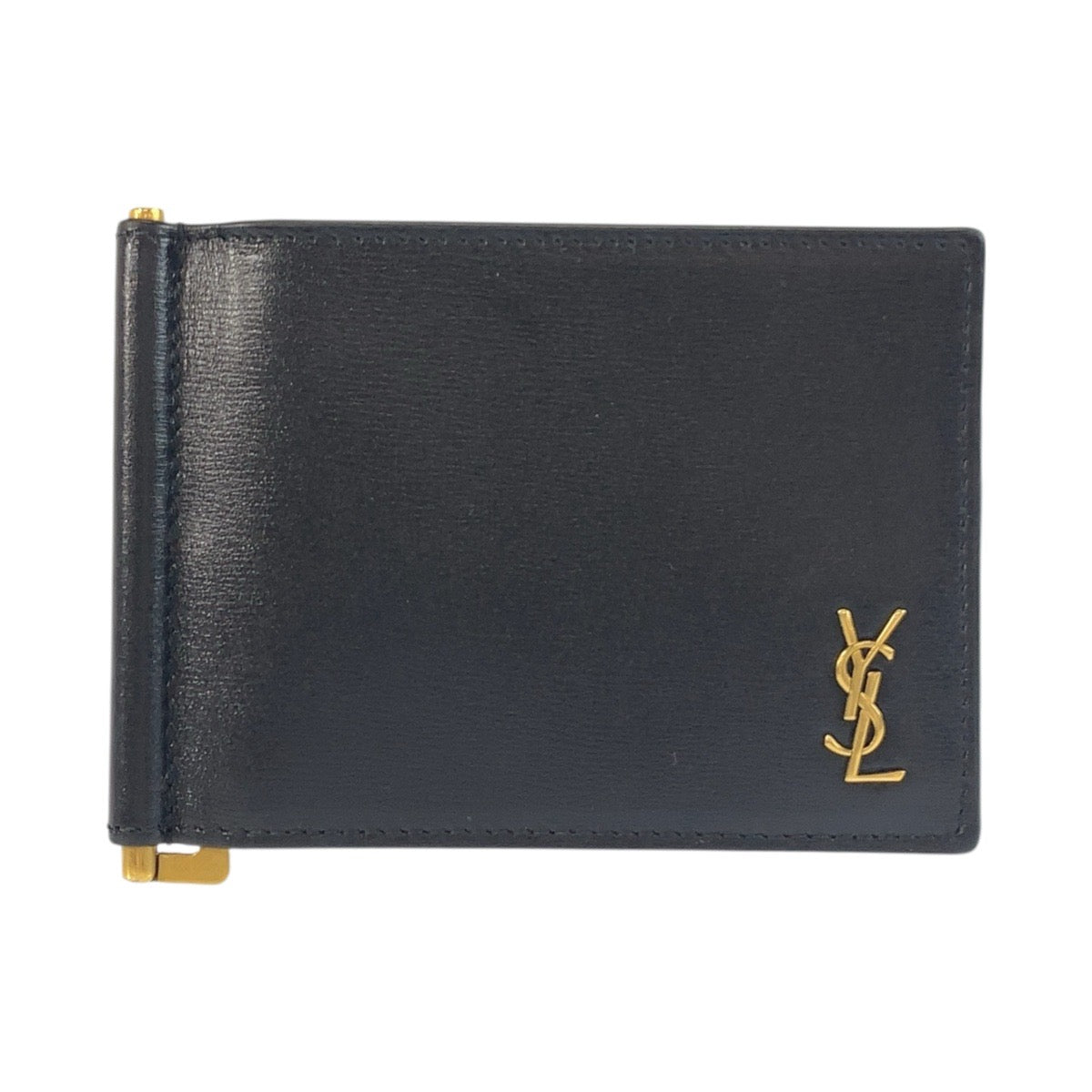 19701
SAINT LAURENT PARIS サンローランパリ タイニーカサンドラ YSL ビルクリップウォレット ブラック 黒 ゴールド金具 レザー ALM607738 カードケース マネークリップ  メンズ SA36