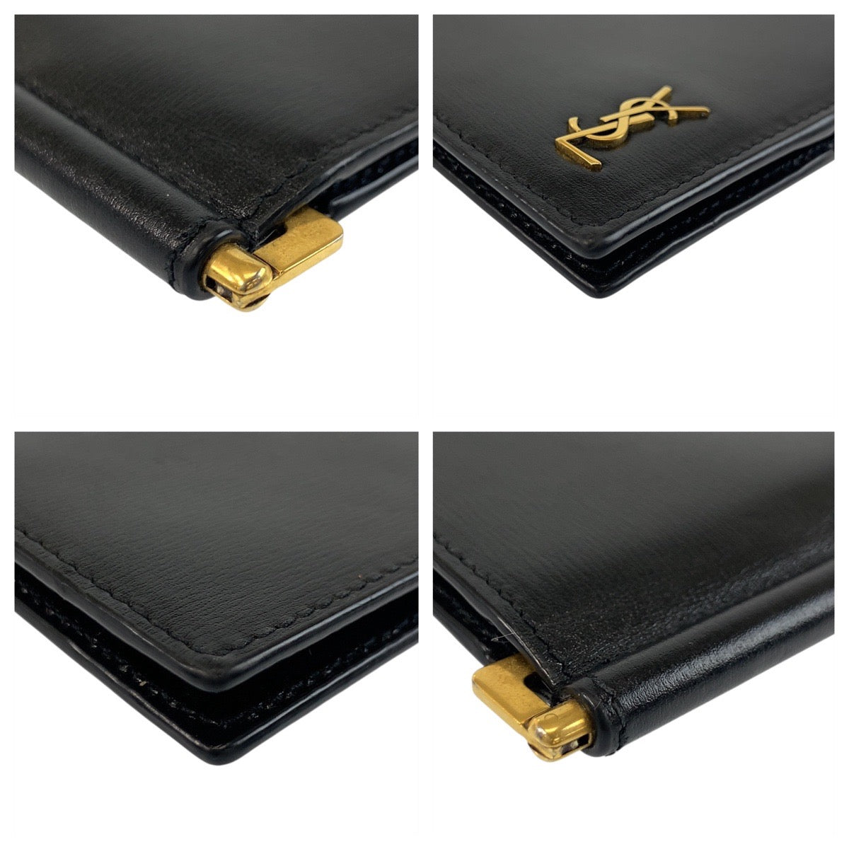 19701
SAINT LAURENT PARIS サンローランパリ タイニーカサンドラ YSL ビルクリップウォレット ブラック 黒 ゴールド金具 レザー ALM607738 カードケース マネークリップ  メンズ SA36